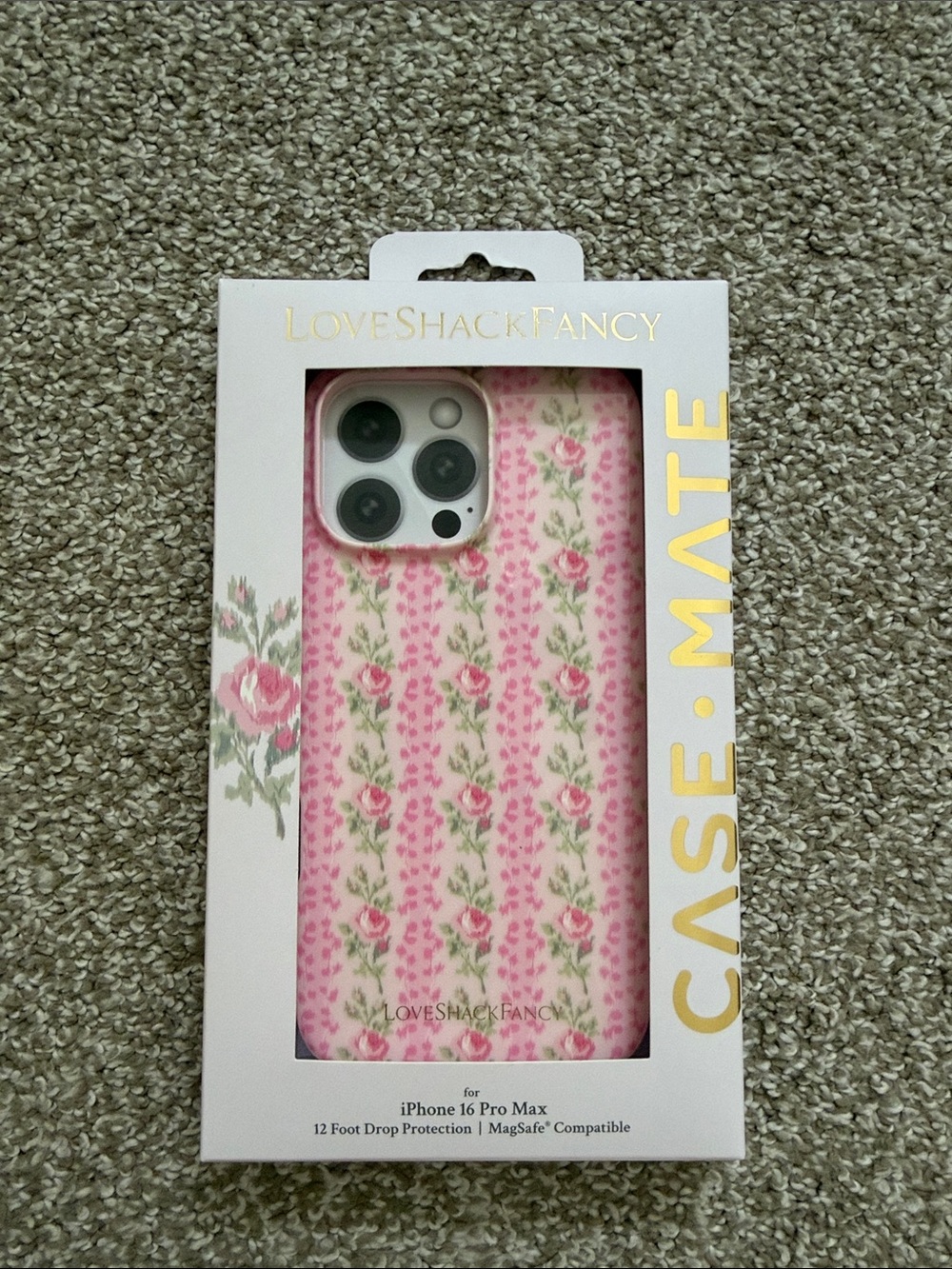 LoveShackFancy Pink Rose Pattern iPhone 16 Pro Max Case